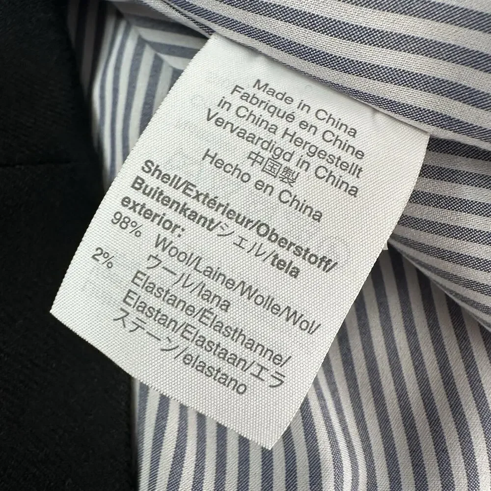 J Crew Parke Blazer Womens 16 Black Wool Flannel‎ Jacket Lined Career Office